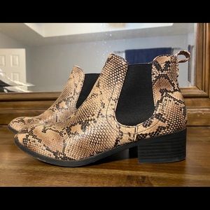 Faux Snakeskin Booties